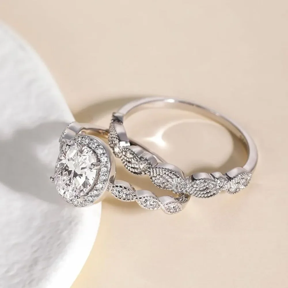 Oval Cut Engagement Ring Band Stack